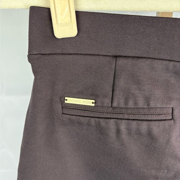 NWOT Michael Kors Pull On Stretchy Chocolate Brown career trousers pants size M - Picture 3 of 11
